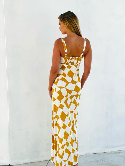 V-Neck Side Split Maxi Dress