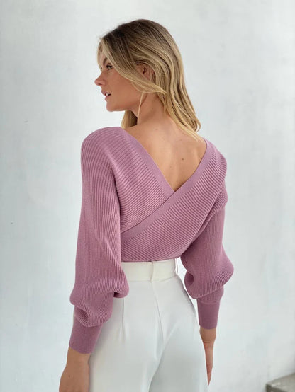 Surplice Neck Knit Top