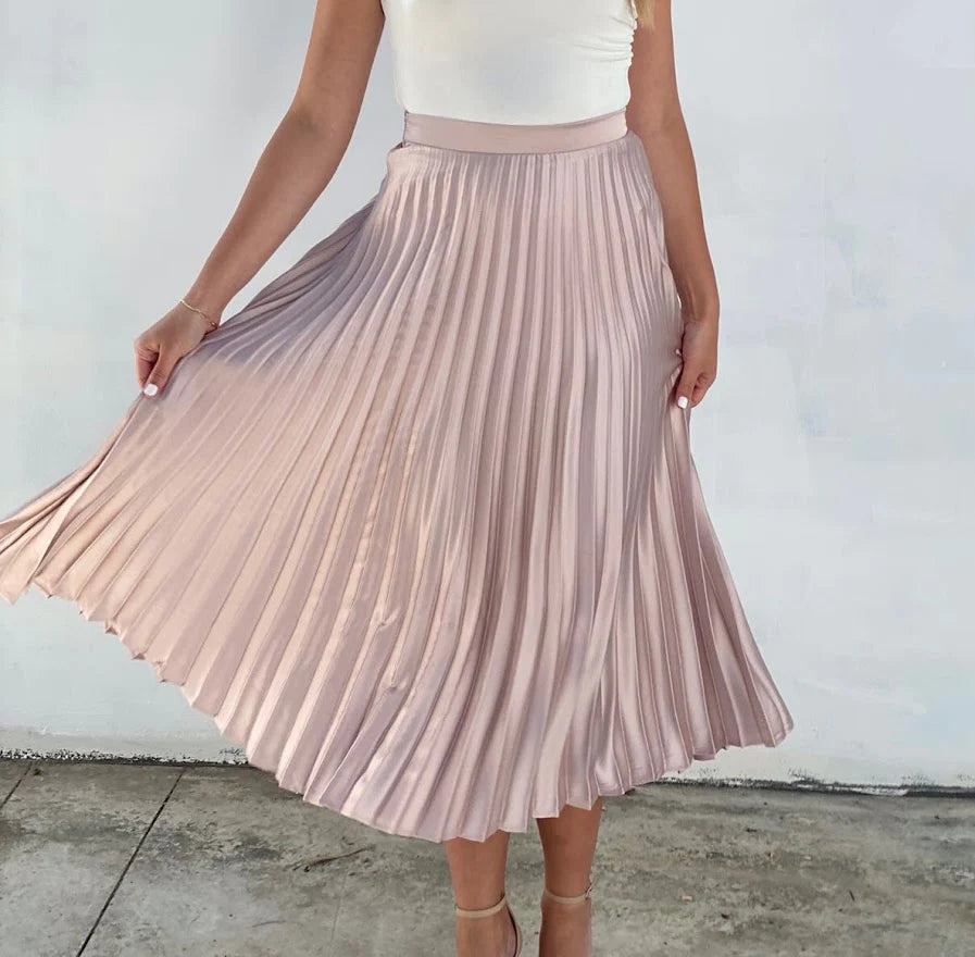 Satin Pleated Maxi Skirt