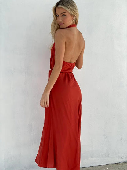 Classic Halter Neck Maxi Dress