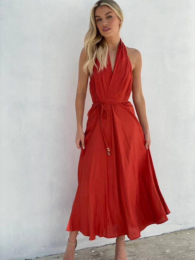 Classic Halter Neck Maxi Dress