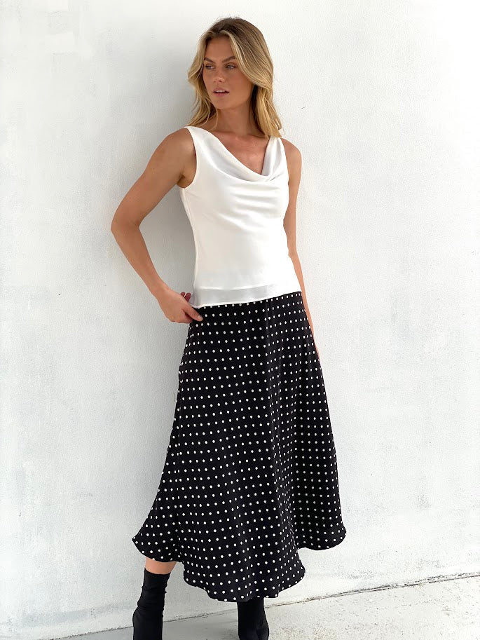 Satin Polka Dot Skirt