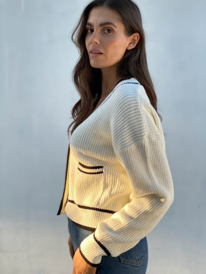 Contrast Knit Cardigan