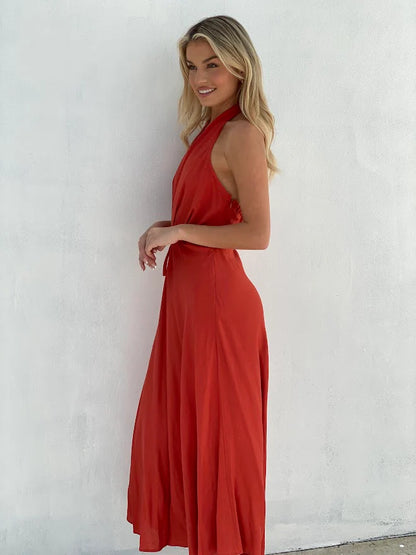 Classic Halter Neck Maxi Dress