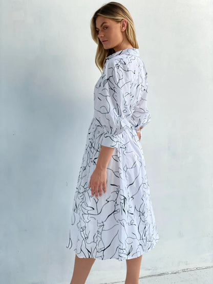 Scribble Print Midi Dress