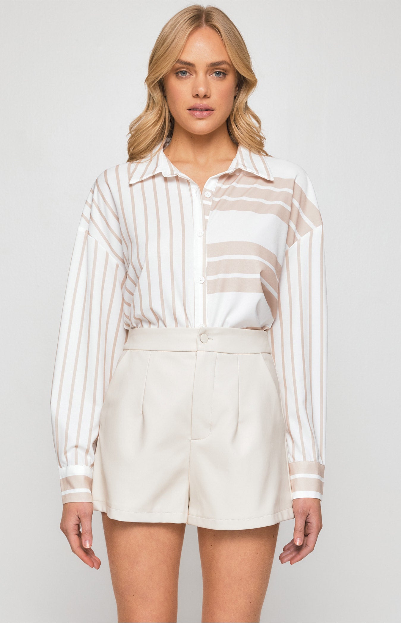 Contrast Striped Oversized Shirts