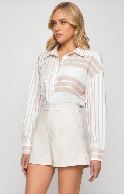 Contrast Striped Oversized Shirts