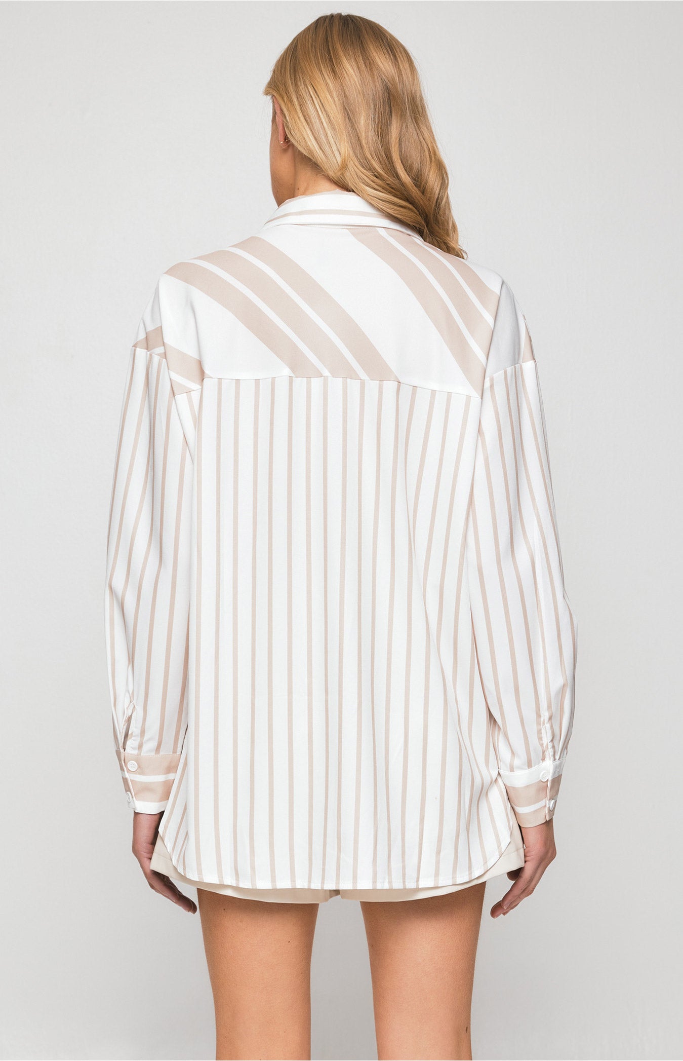 Contrast Striped Oversized Shirts