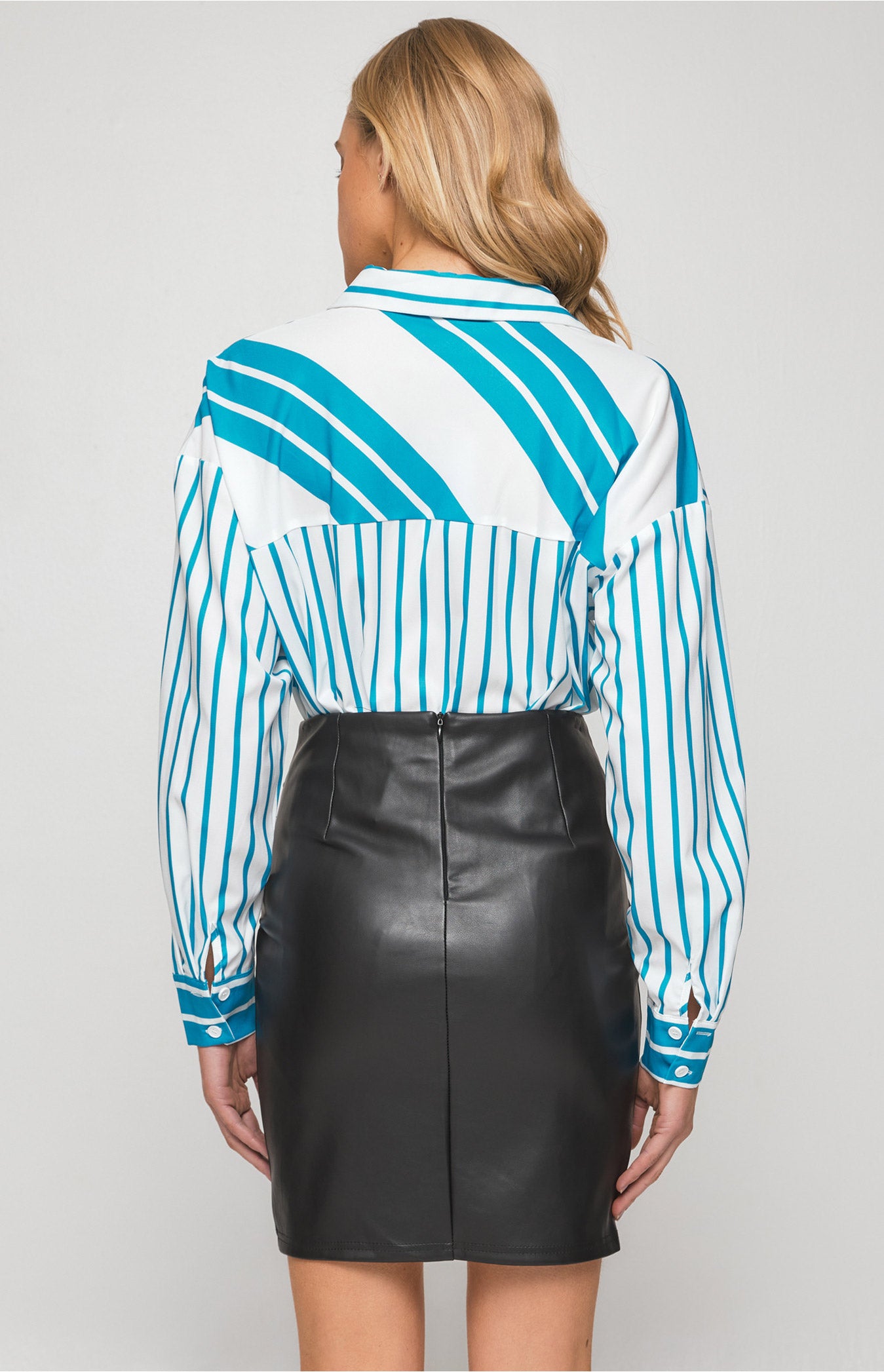 Contrast Striped Oversized Shirts