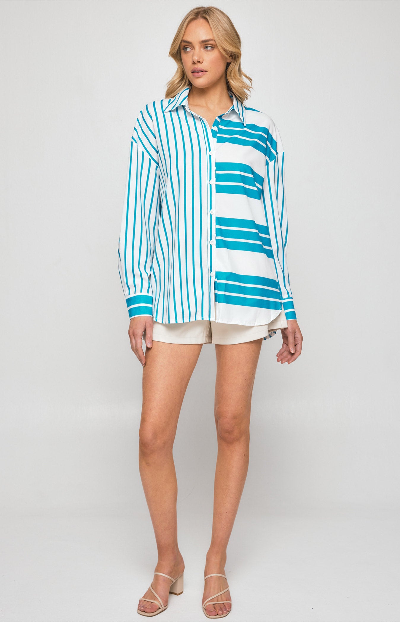 Contrast Striped Oversized Shirts