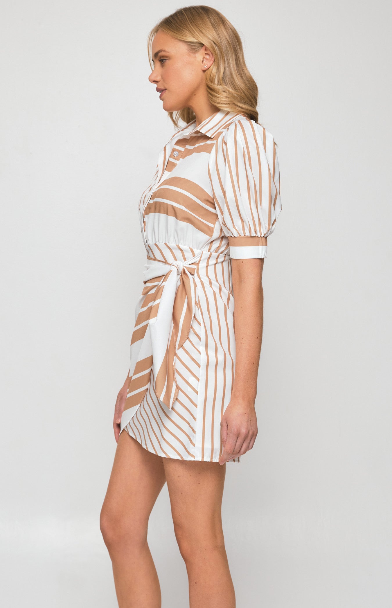 Cindy Stripe Shirt Dress with Front Tie Detail