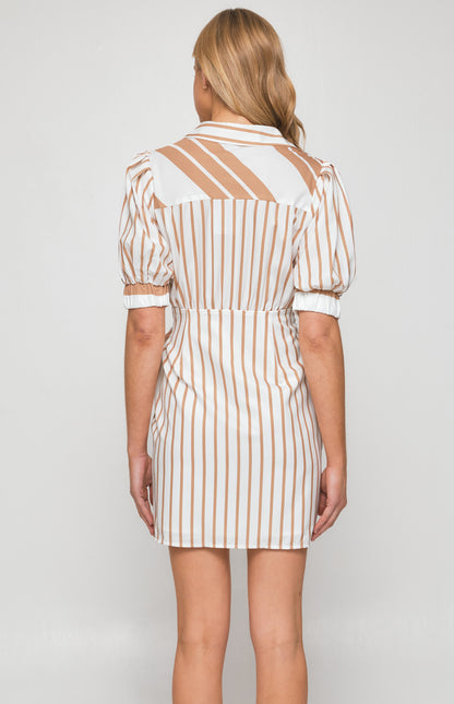 Cindy Stripe Shirt Dress with Front Tie Detail