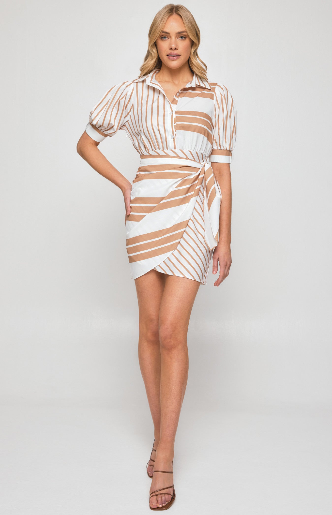 Cindy Stripe Shirt Dress with Front Tie Detail