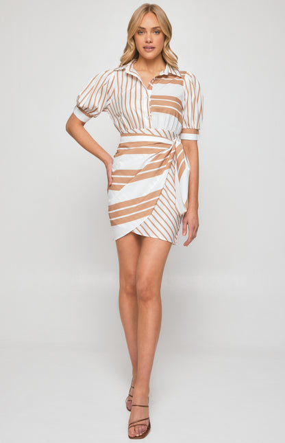 Cindy Stripe Shirt Dress with Front Tie Detail