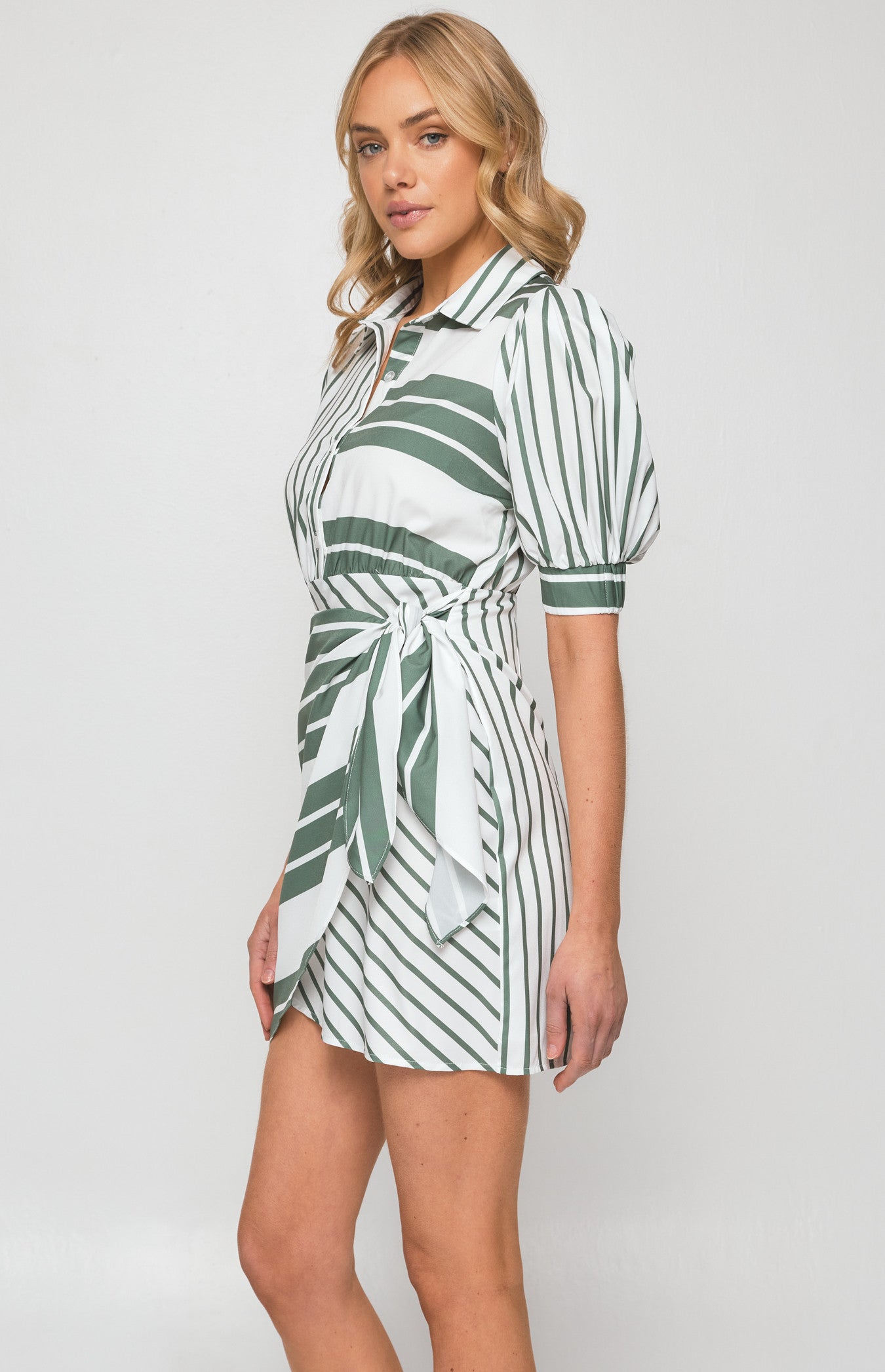 Cindy Stripe Shirt Dress with Front Tie Detail