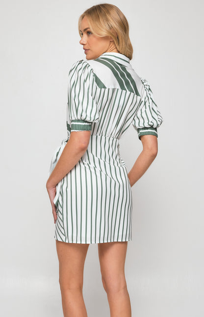 Cindy Stripe Shirt Dress with Front Tie Detail