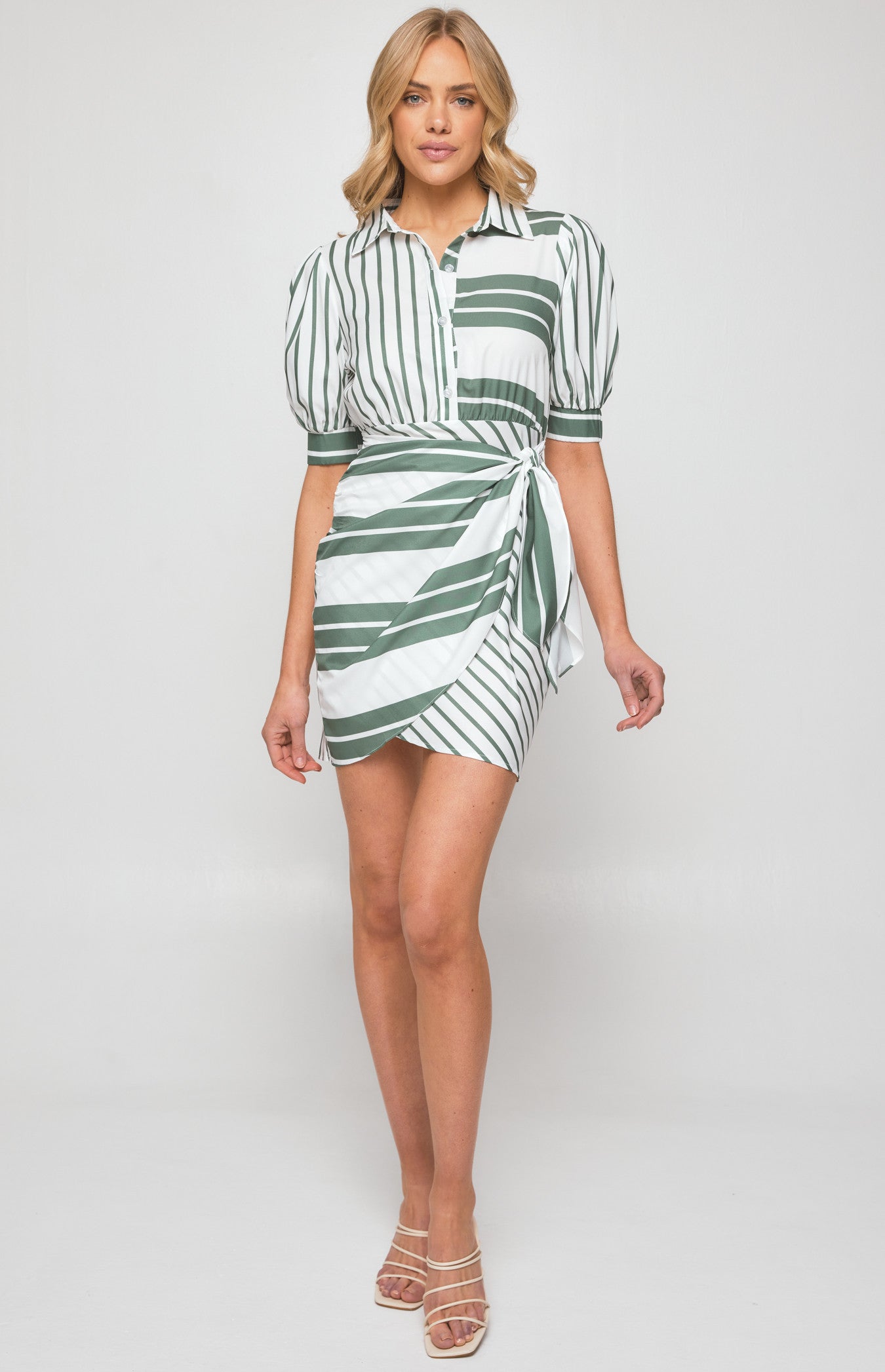 Cindy Stripe Shirt Dress with Front Tie Detail