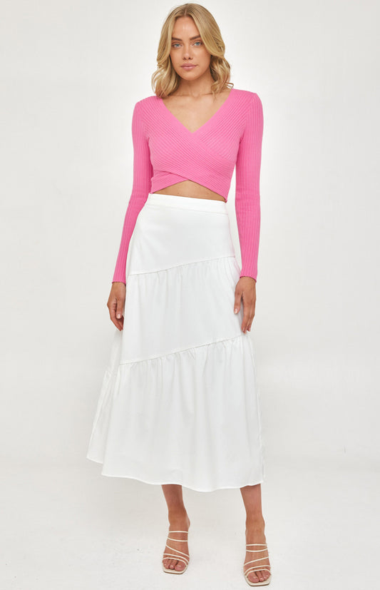 Diagonal Tiered Maxi Skirt