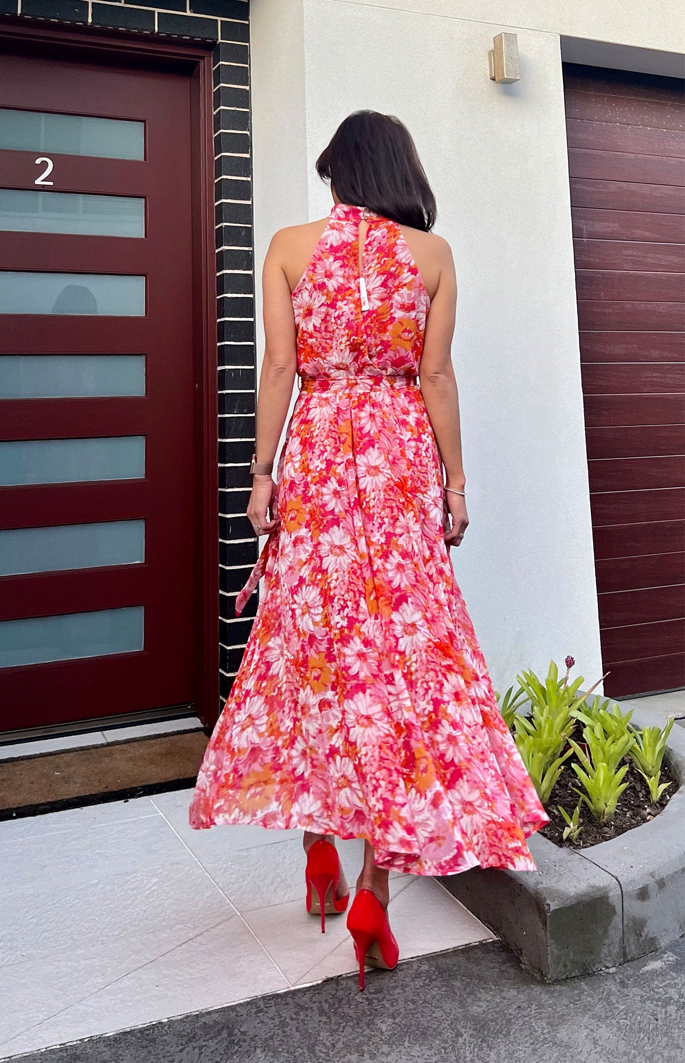 Floral Halter Neck Maxi Dress