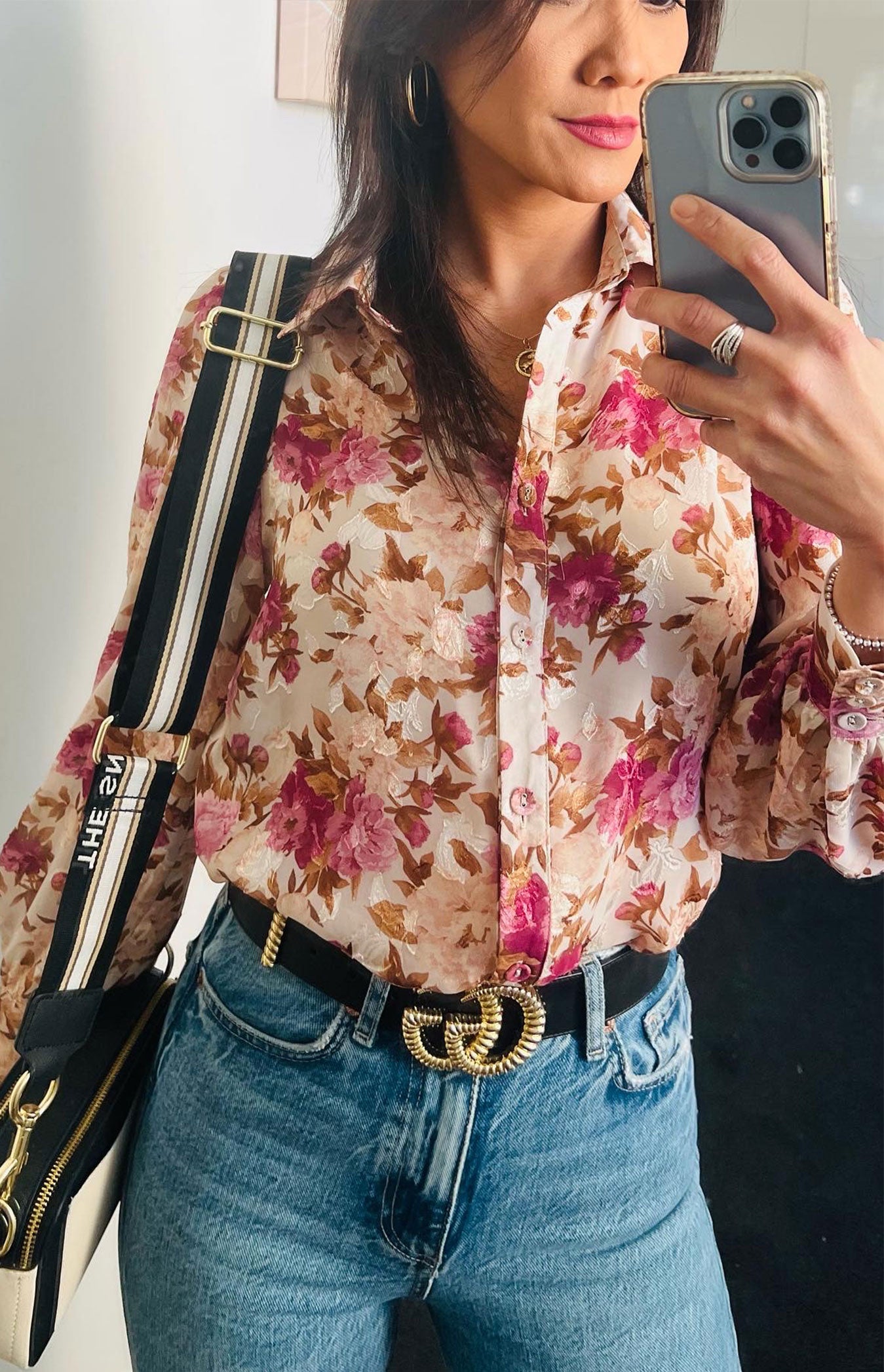 Floral Print Button Up Blouse