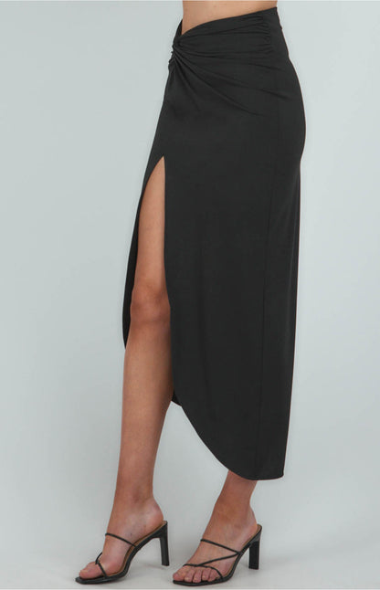 Front Knot Detail Midi Skirt