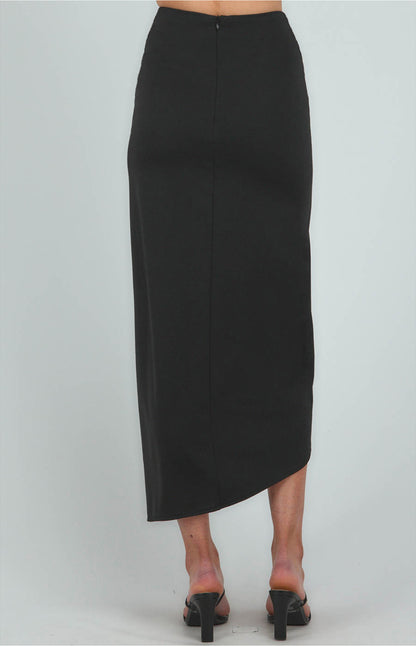 Front Knot Detail Midi Skirt