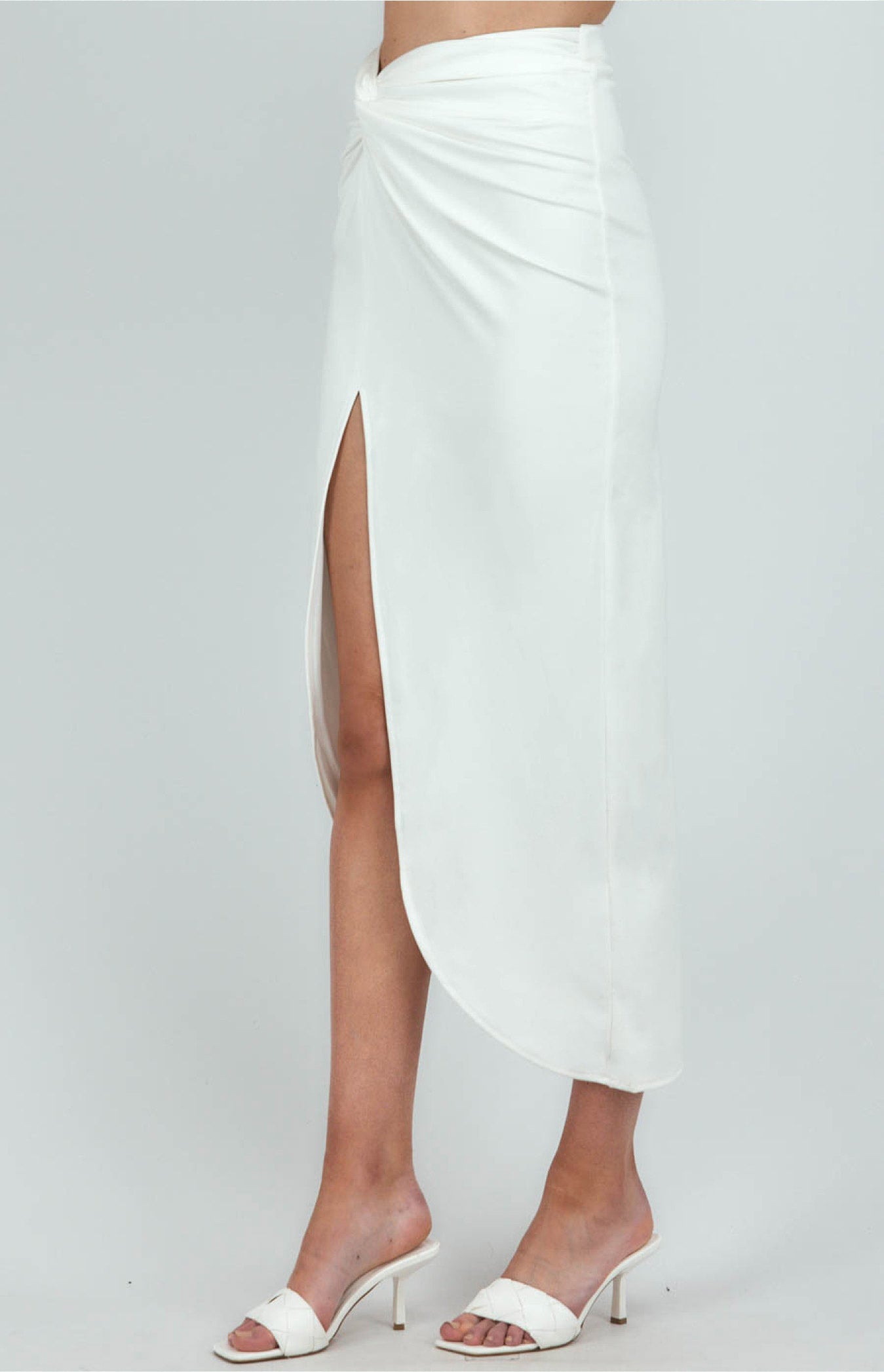 Front Knot Detail Midi Skirt