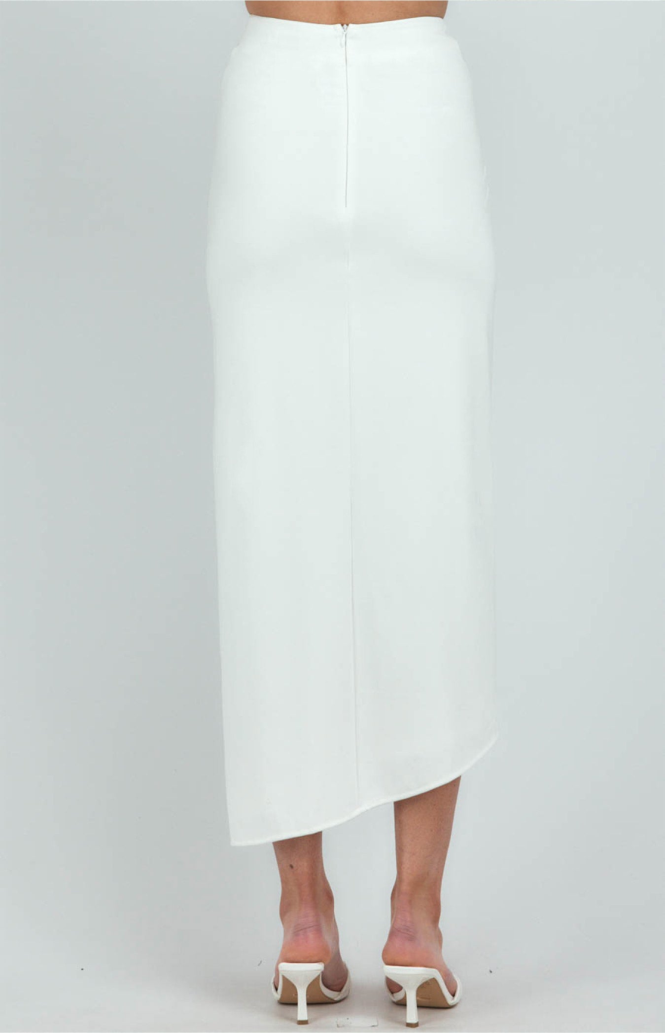 Front Knot Detail Midi Skirt