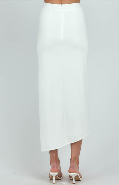 Front Knot Detail Midi Skirt