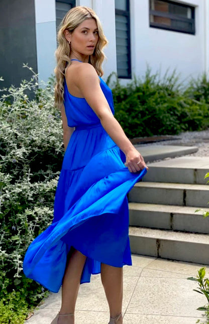 Sleeveless Satin V-Neck Dress