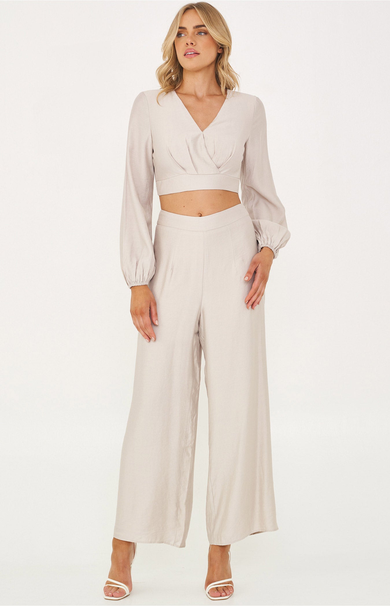 Texture Set with Crop and Wide Leg Pants