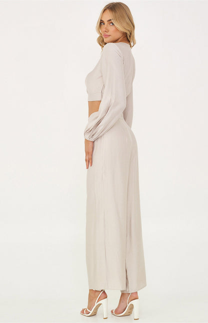 Textured Wide Leg Pants