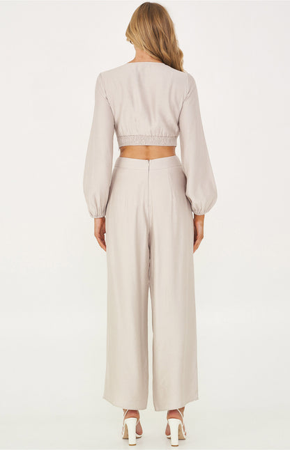 Texture Set with Crop and Wide Leg Pants