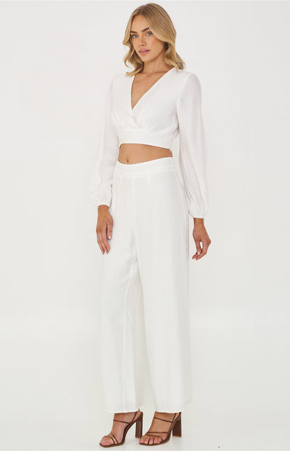 Texture Set with Crop and Wide Leg Pants