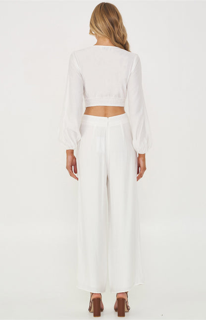 Texture Set with Crop and Wide Leg Pants